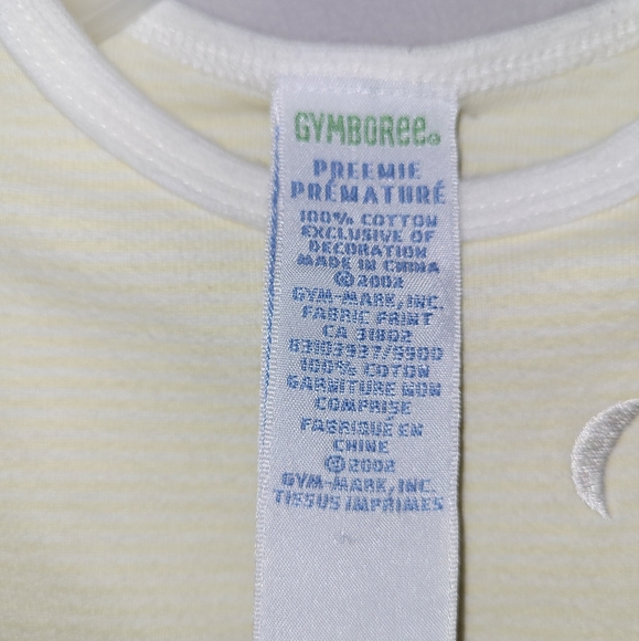 ⭐️ Vintage Gymboree Moon Stars Preemie Baby Yellow White Sleep Gown Unisex - Picture 6 of 6